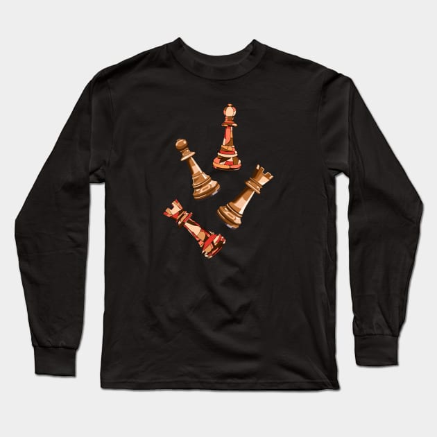 Chess pieces Long Sleeve T-Shirt by Maria Zavoychinskiy 